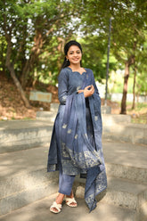 Moonstone Bloom Cotton 3 Piece Suit