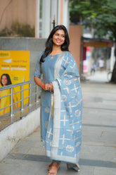 Dusty Sapphire Silk 3 piece suit