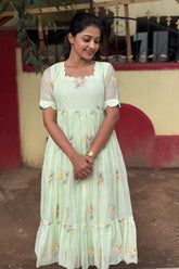 Green Mul Chanderi Maxi