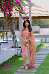 Peach Rosette kurti and dupatta