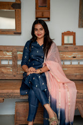 Indigo blush Linen 3 Piece Suit