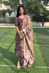 Deep Plum Semi Raw Silk Set