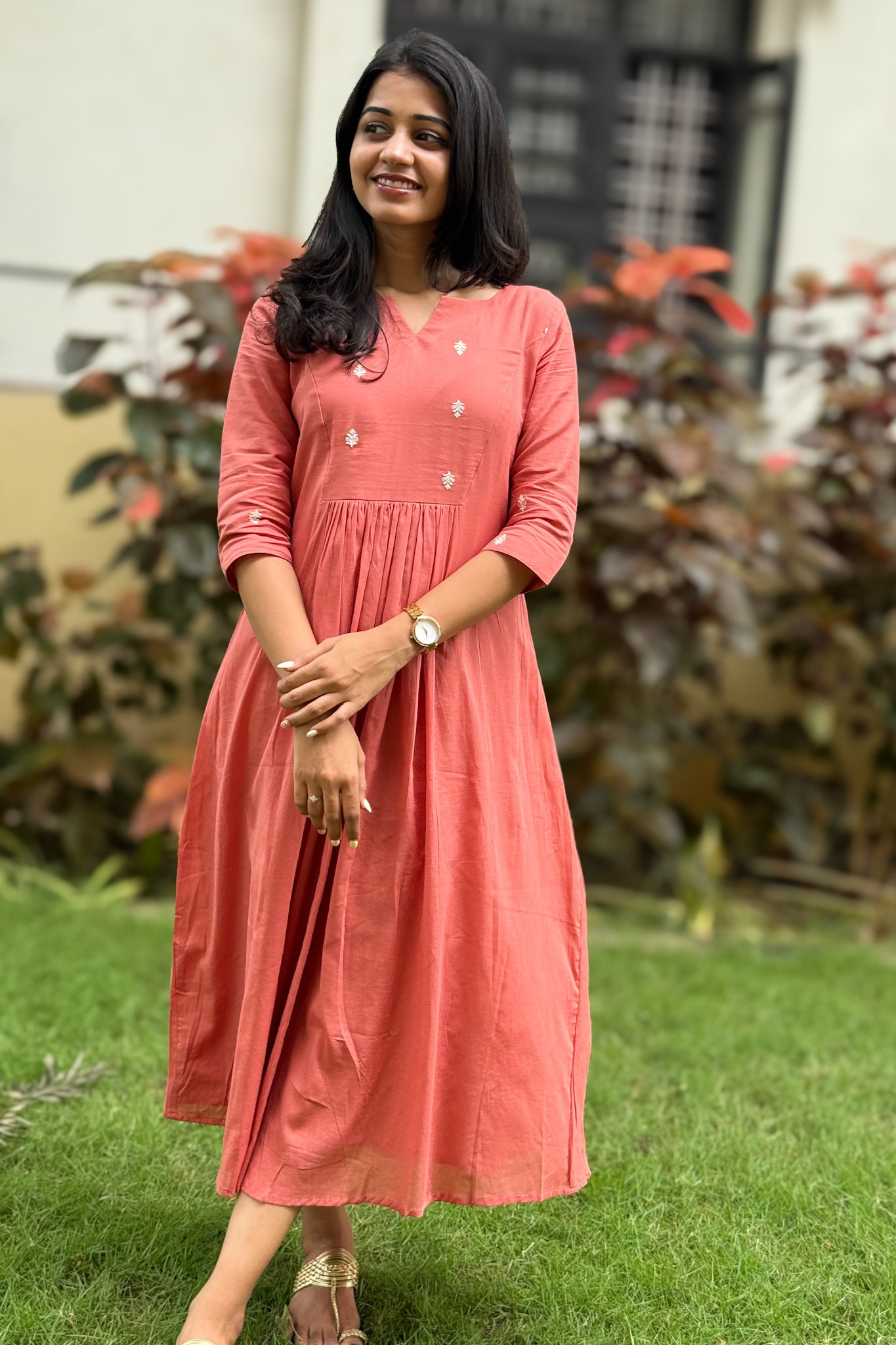 Muted Coral A line maxi