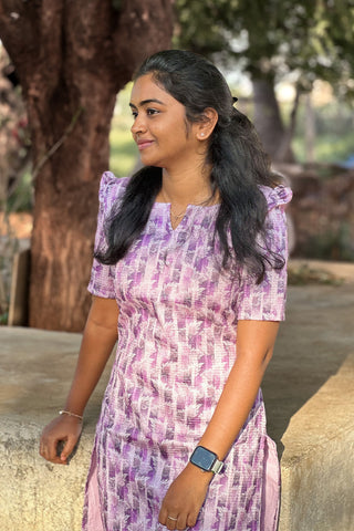 Purple raw silk kurti with lining