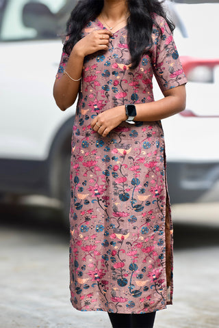 Kalamkari print tussar silk Kurti