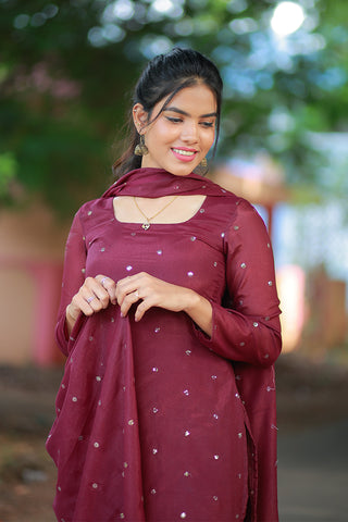 Maroon mist kurti with dupatta