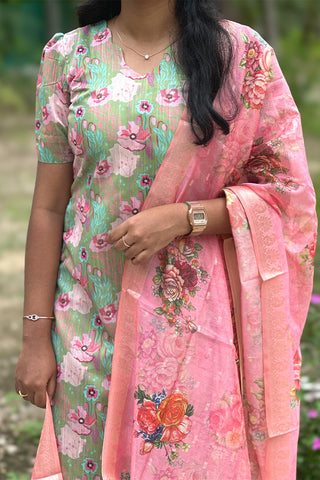 Chanderi silk kurti with dupatta