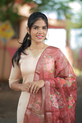 Golden saffron kurti with dupatta