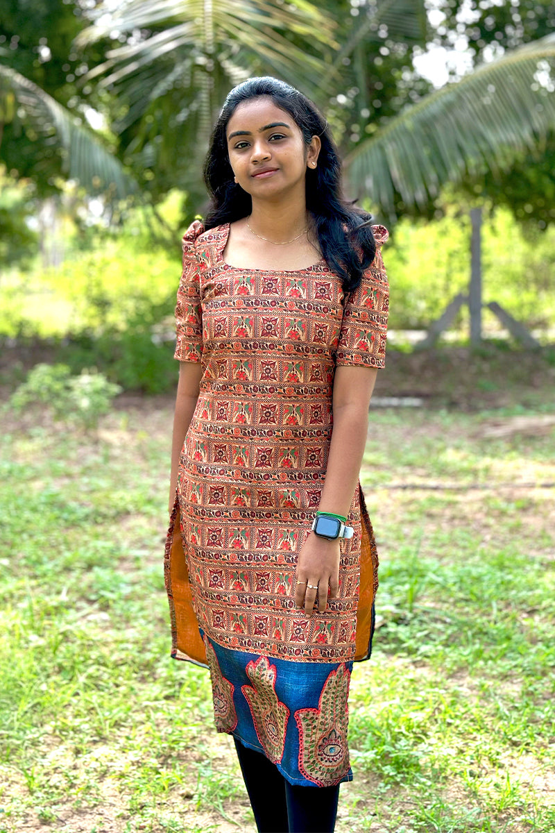 Kalamkari print tussar silk Kurti