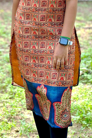 Kalamkari print tussar silk Kurti