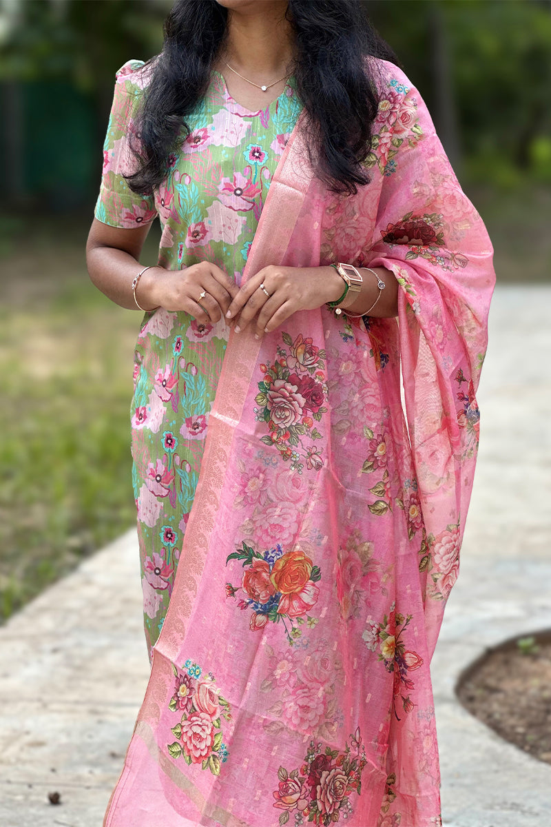 Chanderi silk kurti with dupatta