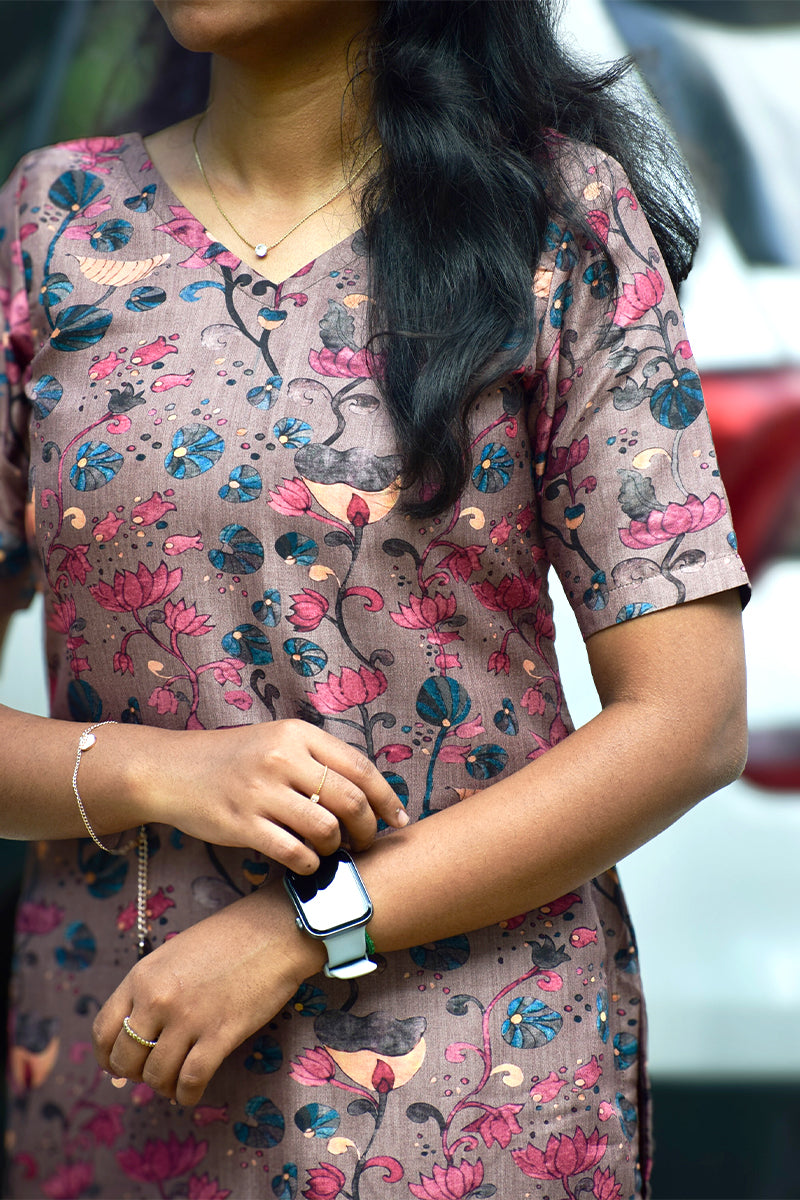 Kalamkari print tussar silk Kurti