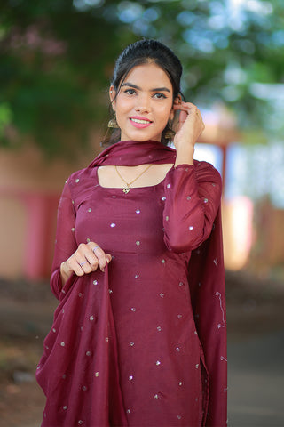 Maroon mist kurti with dupatta