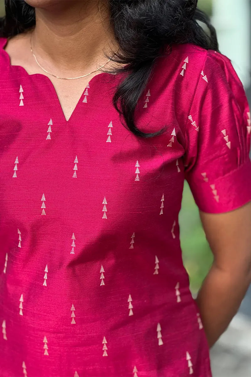 Rani pink Rawsilk Kurta Set