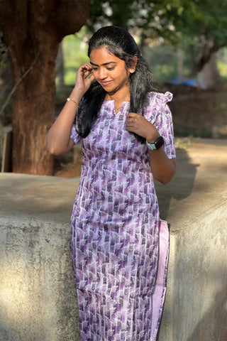 Purple raw silk kurti with lining