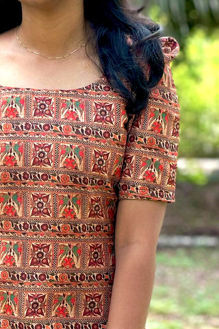 Kalamkari print tussar silk Kurti