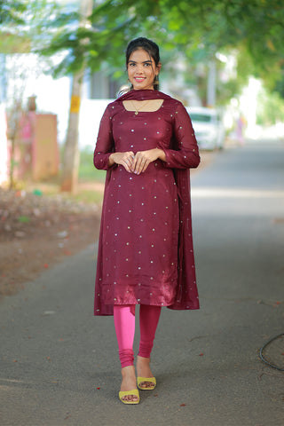 Maroon mist kurti with dupatta