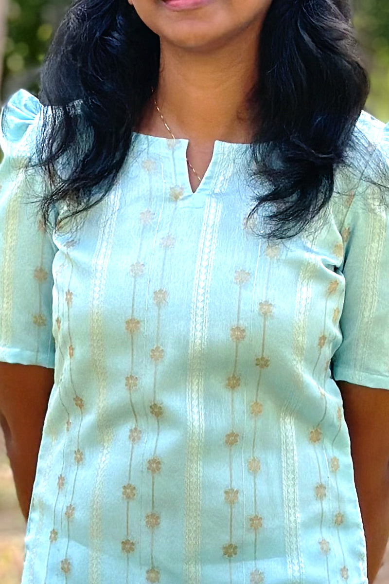 Organza with gold zari kurti