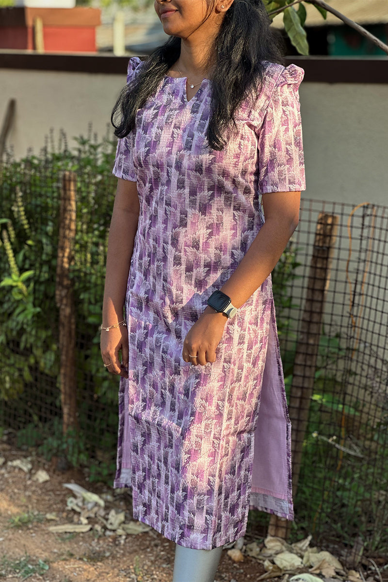 Purple raw silk kurti with lining