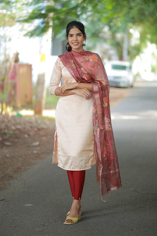 Golden saffron kurti with dupatta