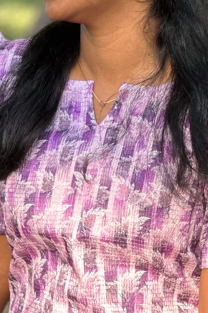 Purple raw silk kurti with lining