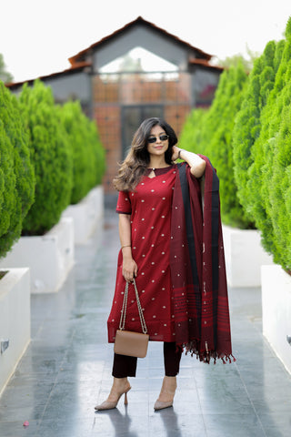 Crimson Noir Bloom 3 piece Suit