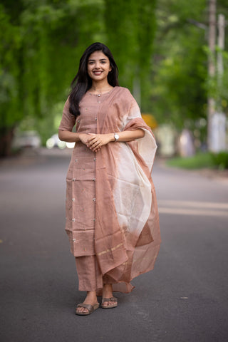 Almond Blush Linen 3 piece suit
