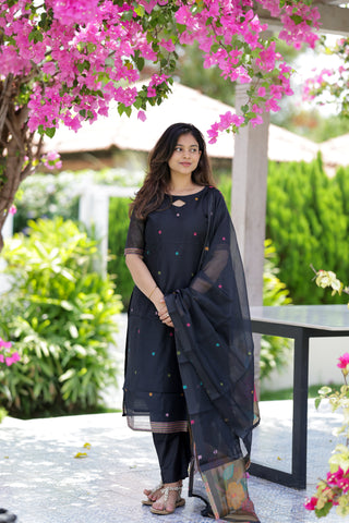 Black tissue silk 3 piece suit