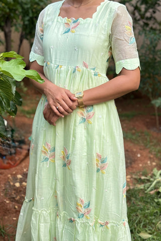 Green Mul Chanderi Maxi