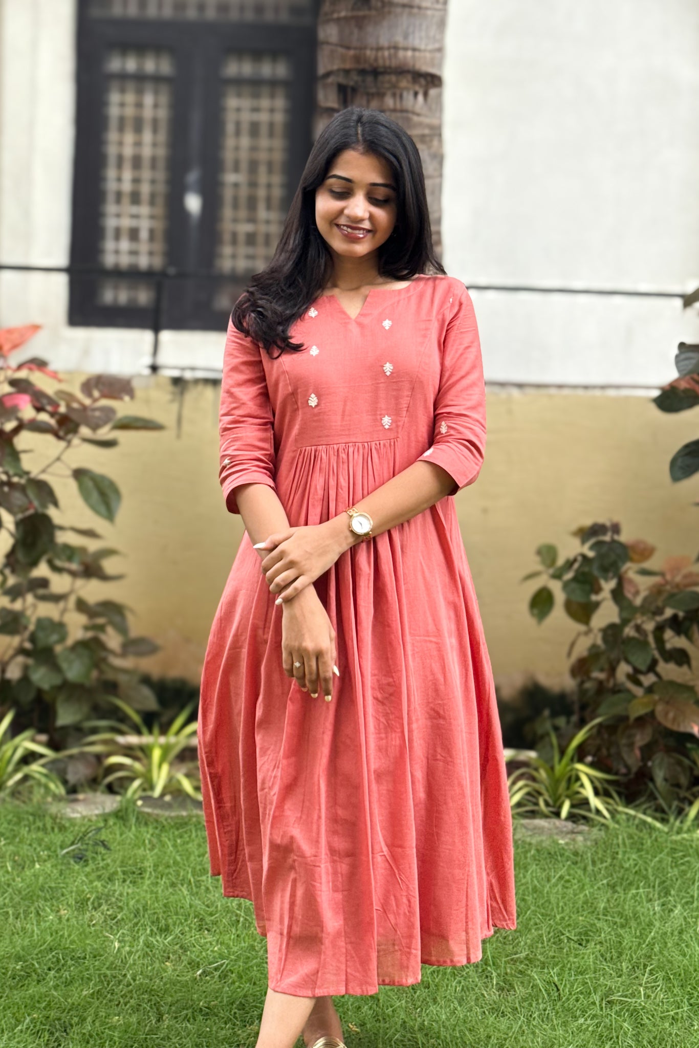 Muted Coral A line maxi