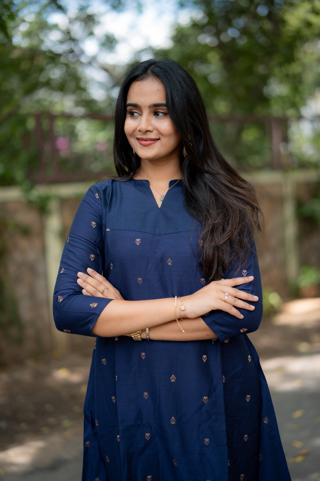 Navy Blue Chanderi Slub Coords