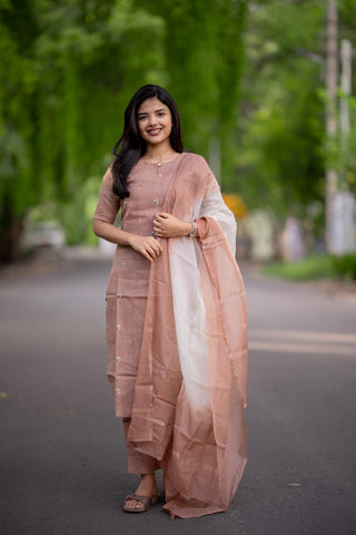 Almond Blush Linen 3 piece suit
