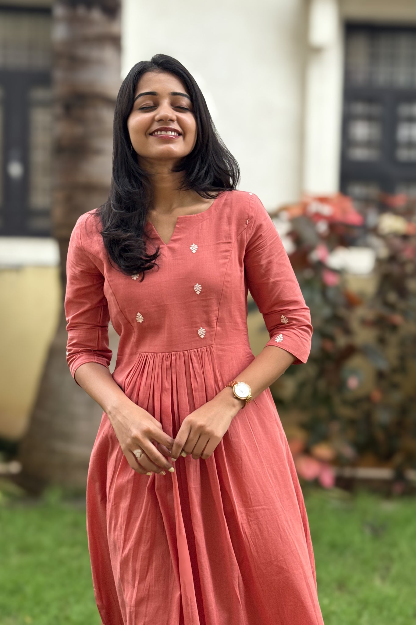 Muted Coral A line maxi