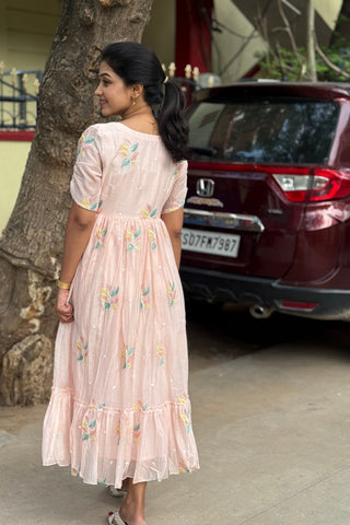 Pink Mul Chanderi Maxi