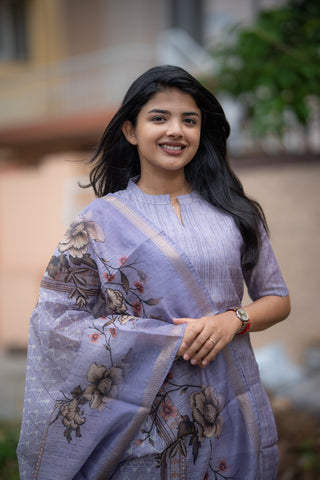 Dreamy Flora Semi Tussar 3 Piece Suit