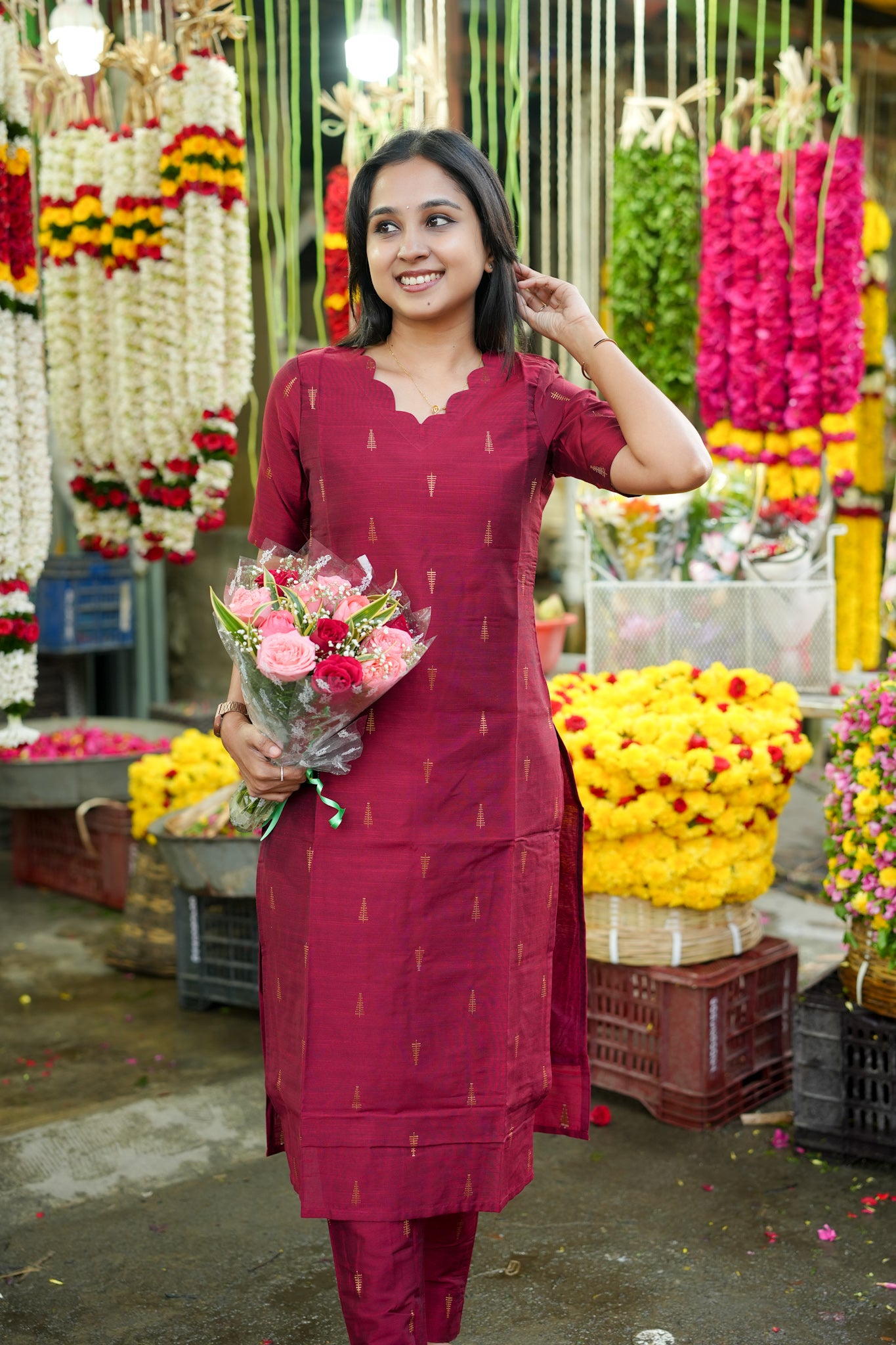 Raw silk kurta set