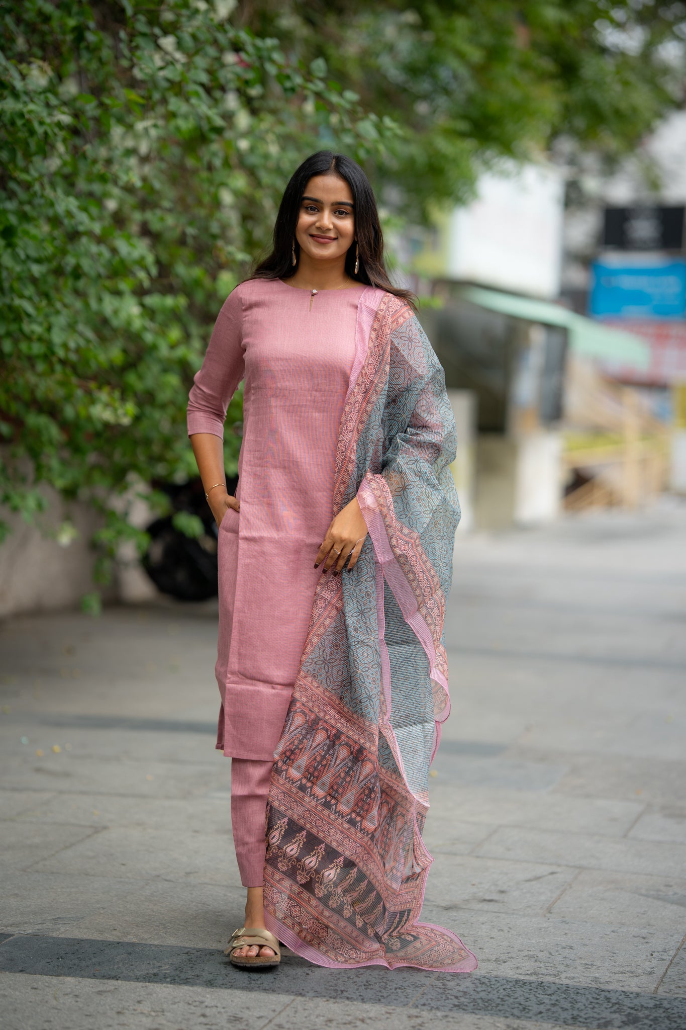 Pink Linen 3 Piece Suit