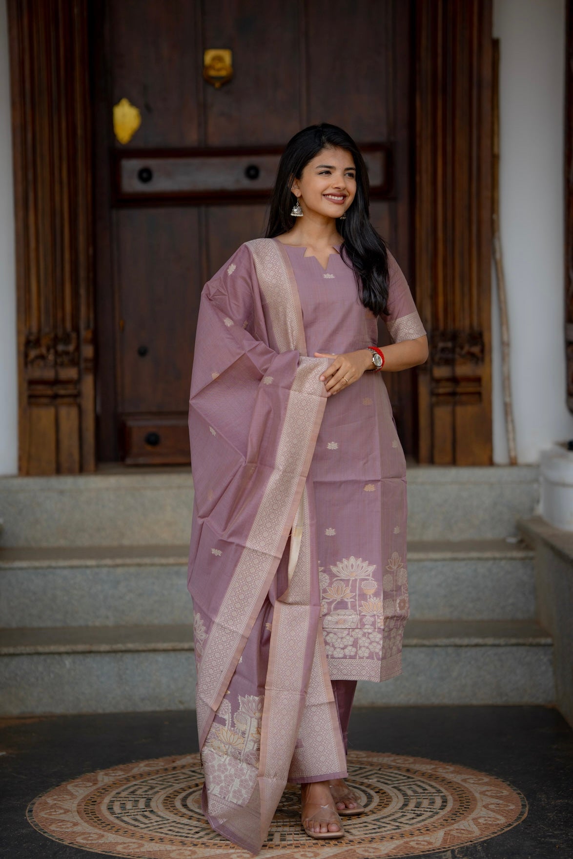 Rosewood Elegance jamdhani 3 piece suit