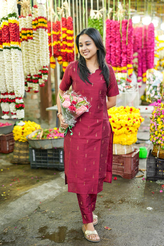 Raw silk kurta set