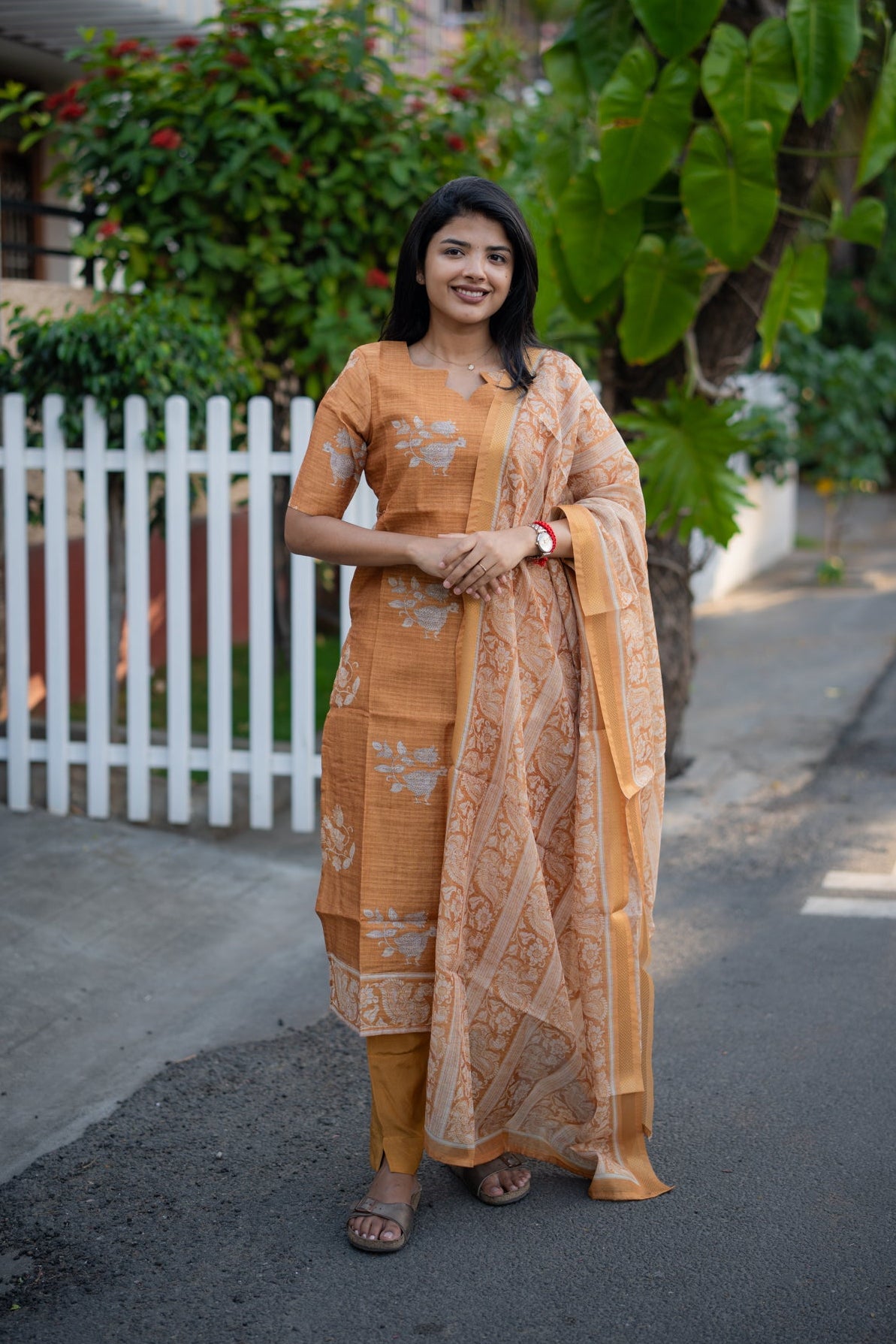 Apricot bloom Munga silk 3 Piece Suit