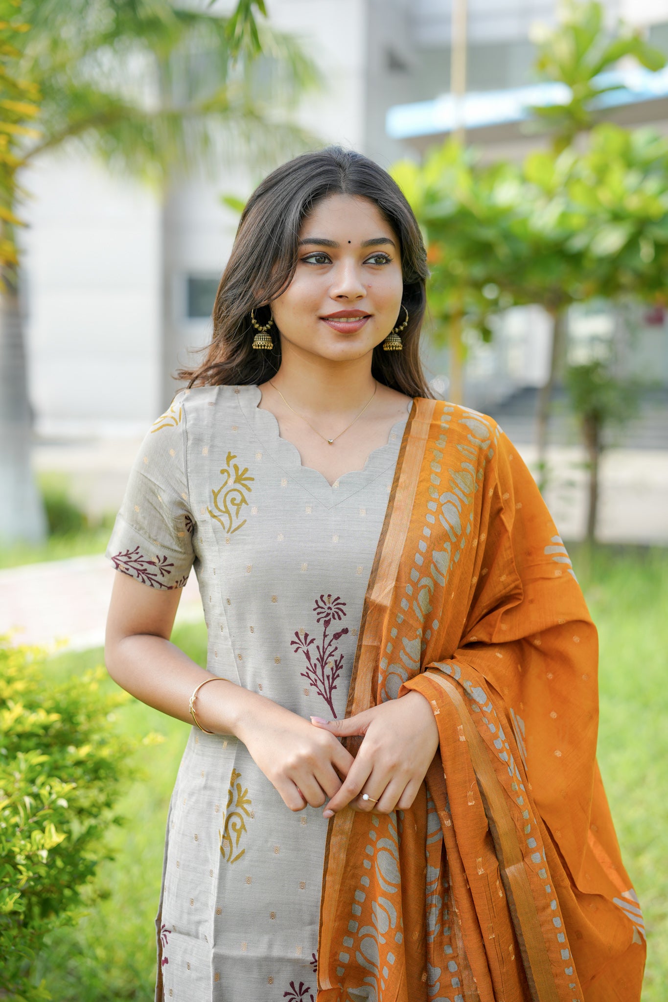 Mustard Chanderi Batik Suit