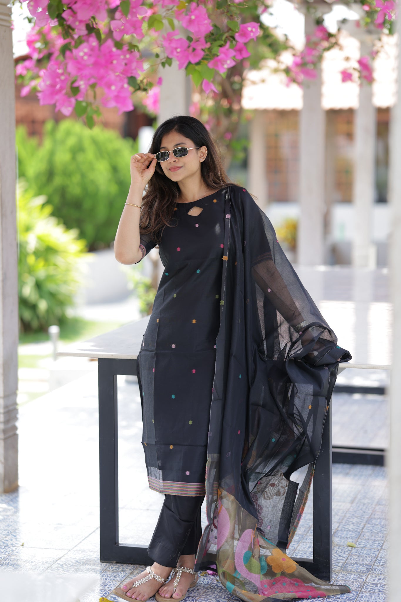 Black tissue silk 3 piece suit