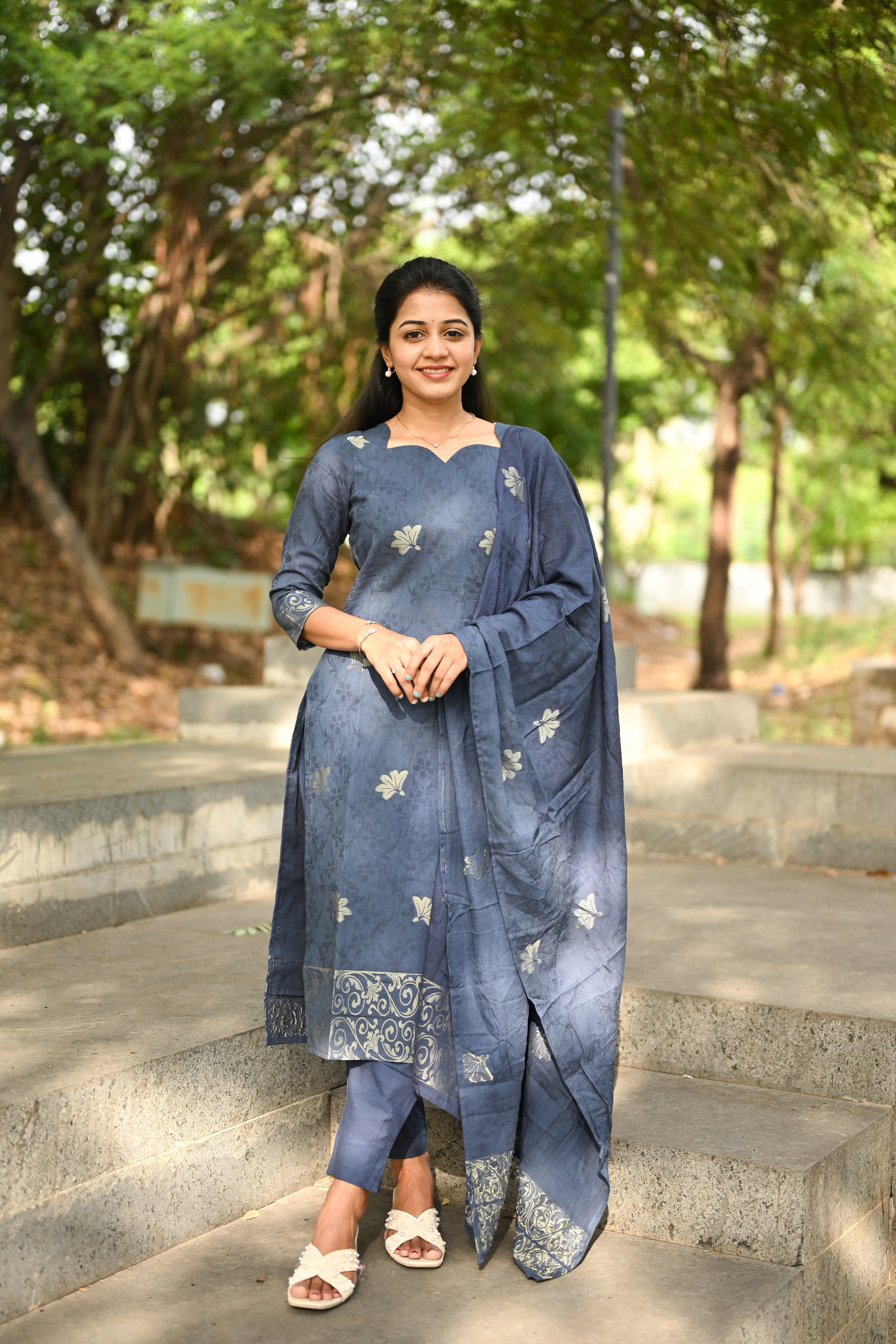 Moonstone Bloom Cotton 3 Piece Suit