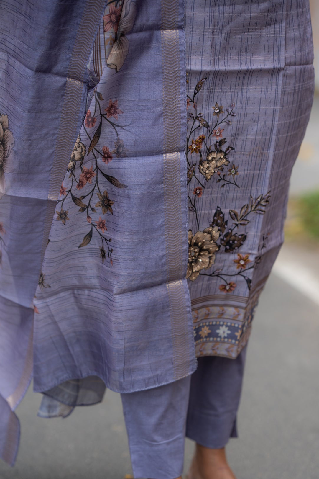 Dreamy Flora Semi Tussar 3 Piece Suit