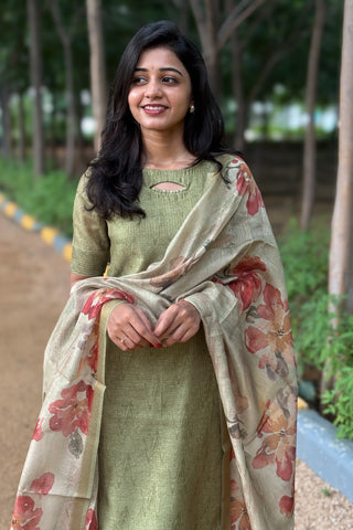 Chanderi silk kurti and dupatta