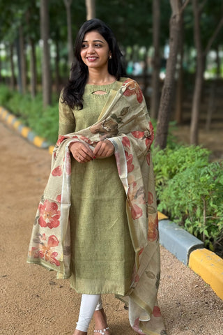 Chanderi silk kurti and dupatta