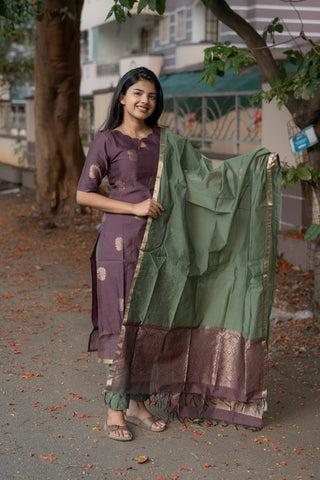 Plum Dusk Tissue Silk 3 Piece Suit
