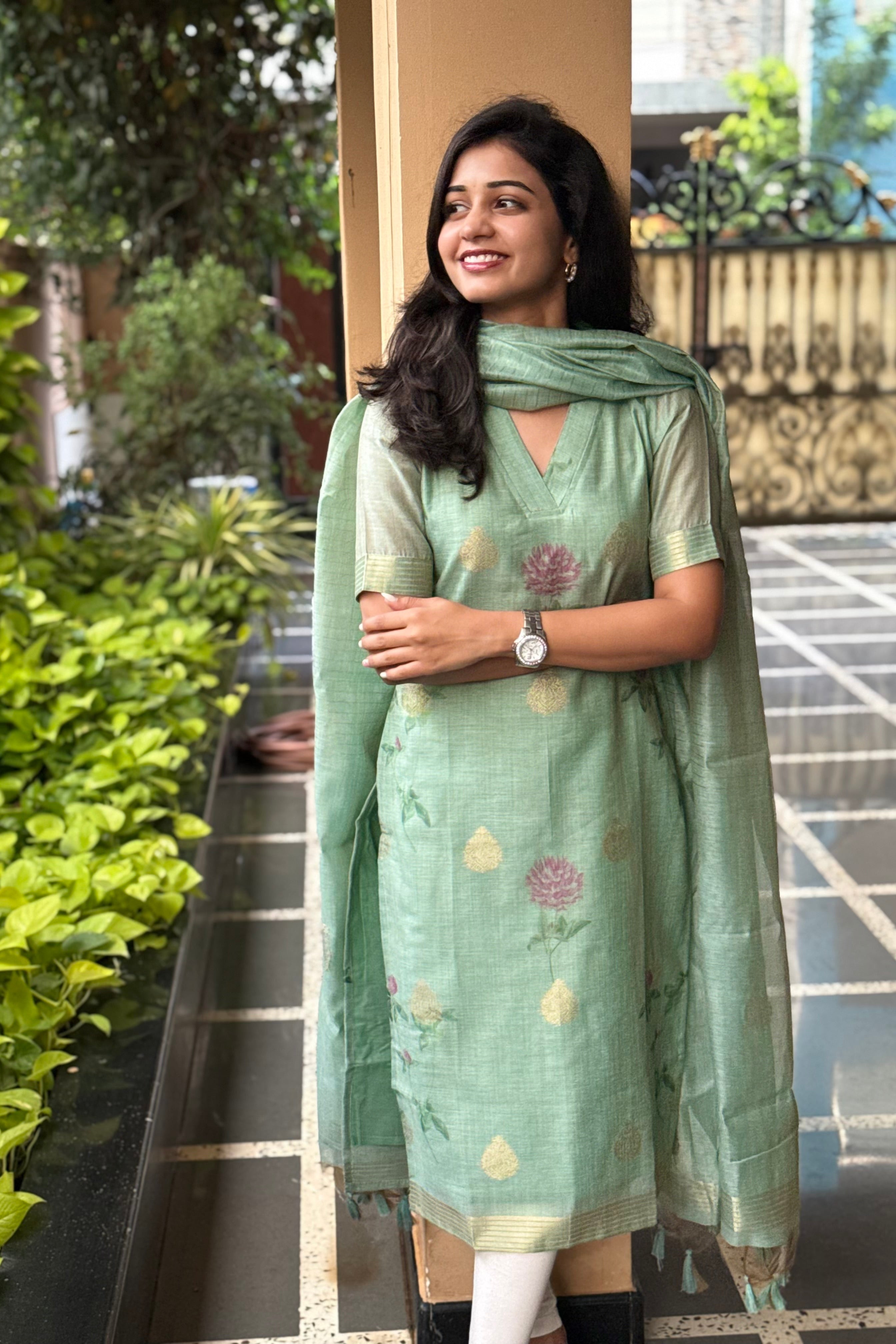 Tissue silk kurti and dupatta