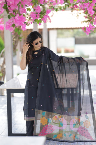 Black tissue silk 3 piece suit