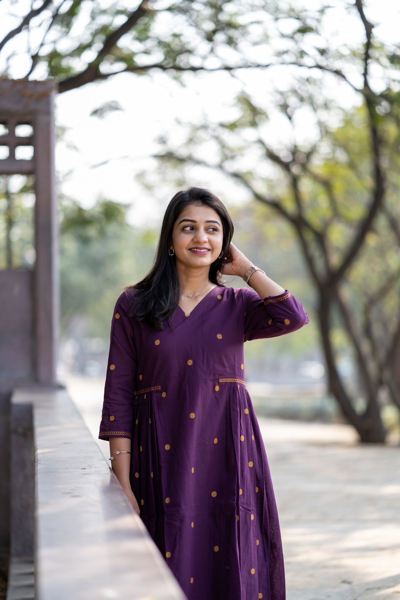 Wine Inked Aline handloom kurta set